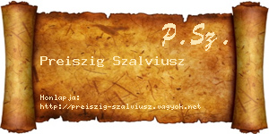 Preiszig Szalviusz névjegykártya